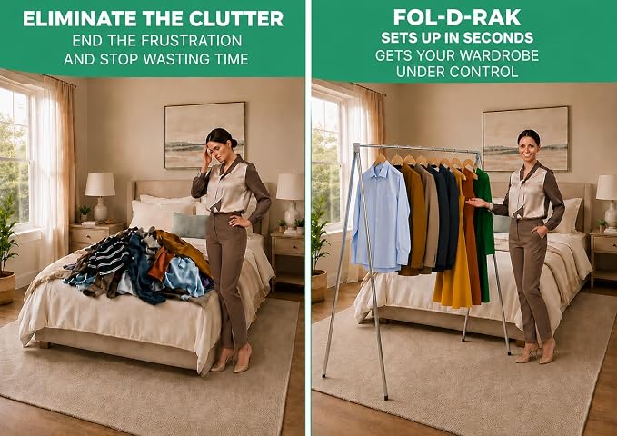 FOL-D-RAK Portable Clothing Rack, Folding Garment Rack with Carry Bag-no Assembly, lightweight 4 LB. Aluminum, 60 LB. Capacity-Travel, Closet, Retail, Trade Show, Dance Recital - Image 4