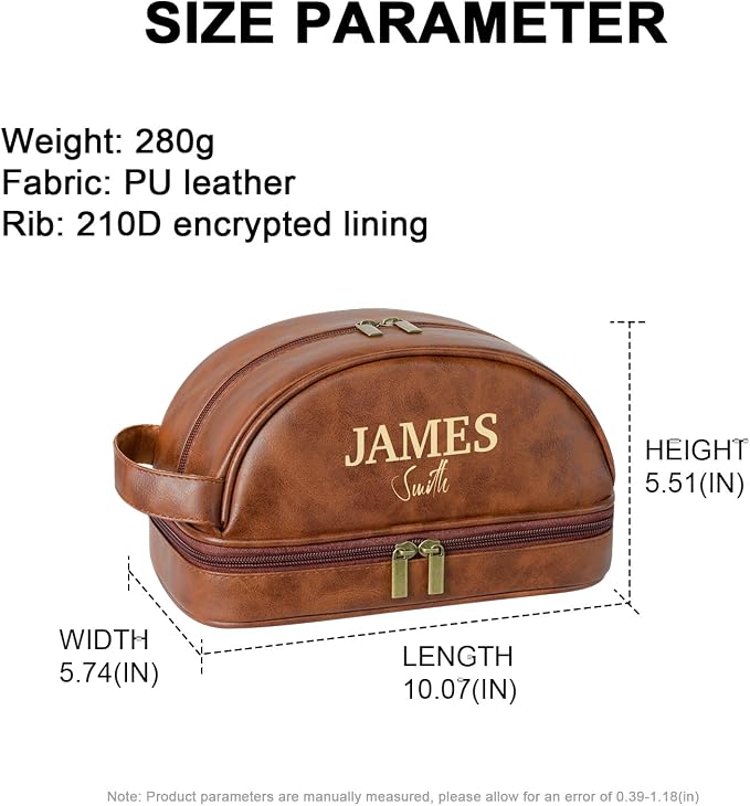 Personalized Leather Toiletry Bag, Brown, Three Layer Structure, Waterproof, Customizable Name Engraving, Travel Organizer for Men, Multi-Occasion Gift (UK1002) - Image 2