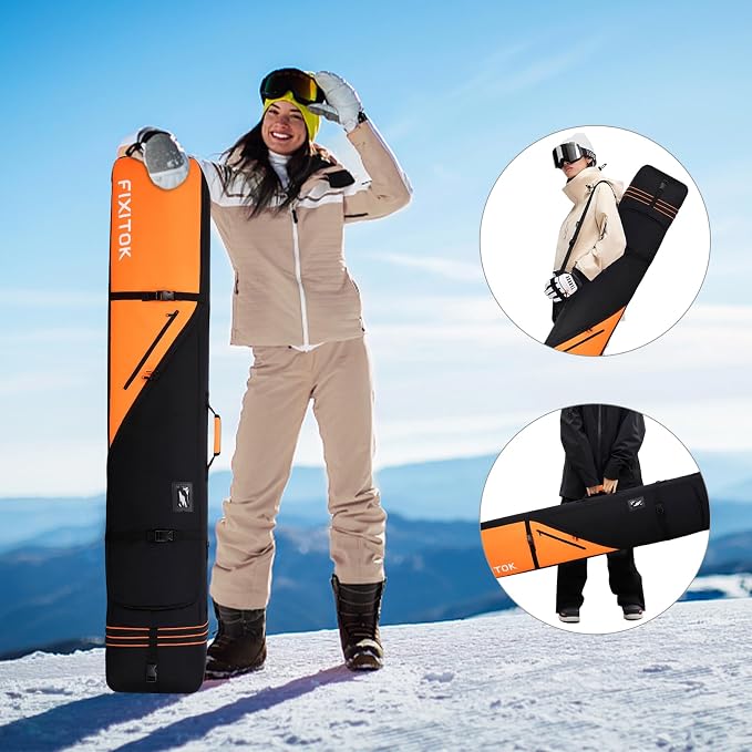FIXITOK Snowboard & Ski Bag for Air Travel, Waterproof Full Padded Snowboard Bag Fit Board, Boots, Clothes, Helmet and Gear, Adjustable Length Ski Bag(157CM-181CM) - Image 7