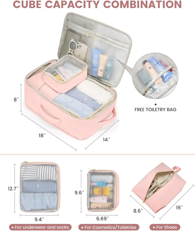 LOVEVOOK Travel Backpack for Women, 40L Carry On Backpack for Airplanes, Personal Item Bag for Airlines Fits 17 inch Laptop, TSA Approved Luggage with 3 Packing Cubes,Waterproof Weekender Gym Backpack - Image 8