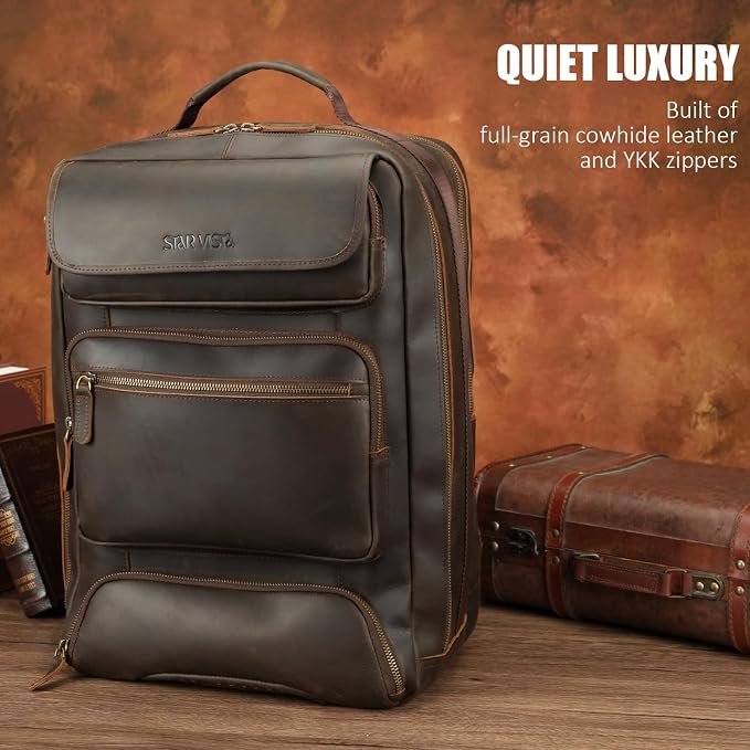 STAR VISTA Voyager-02 Full Grain Leather Travel Backpack, 30L Luxurious Capacity, All-in-One Duffle Backpack for Global Jet-set Voyagers, 16" Laptop Compatible, Canvas Lining - Image 2