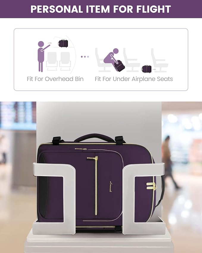 LOVEVOOK 40L Travel Backpack Flight Approved Carry on Backpack,3 Packing Cubes,Waterproof Personal Item Travel Bag,TSA Carry on Luggage Suitcase Travel Essentials,Gifts for Women & Men,fits 17" Laptop - Image 4