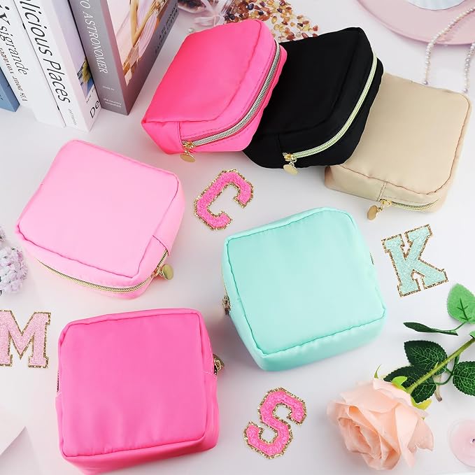 Giesiery 16 Pcs Black Makeup Bag Bulk Mini Nylon Cosmetic Bag Blank DIY Craft Zipper Pouches for Makeup Cosmetic Toiletry Stationary Storage Purse Preppy Party Favors - Image 5