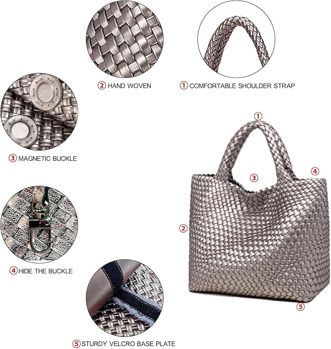 JINMANXUE Fashion Woven Bag Shopper Bag Travel Handbags and Purses Women Tote Bag Large Capacity Shoulder Bags - Image 6