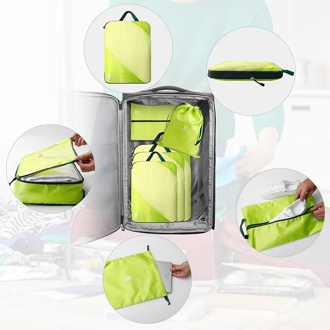 AiQInu 5 Piece Suitcase Organizer, Compression Packing Cube Space-Saving Expandable Ultralight Travel Organizer for Clothes, Shoes, Underwear Travel Set for Backpacks or Hand Luggage - Image 7