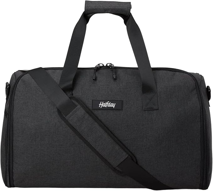 Halfday Convertible 2-in-1 Garment Duffel Weekender Bag 40L: Wrinkle-Free Travel (Hanging Suit Compartment, Shoe Pockets, Trolley Sleeve), Durable & Water-Resistant Carry-on, Shadow by HalfdayTravel