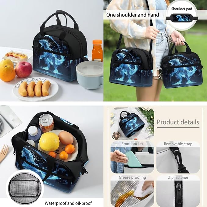 Dinosaur Backpack for Boys with Reusable Lunch Bag Pencil Bag Water Bottle Sling for School, Double Zipper Students Schoolbag Bookbag Elementary Middle School Rucksack - Image 4