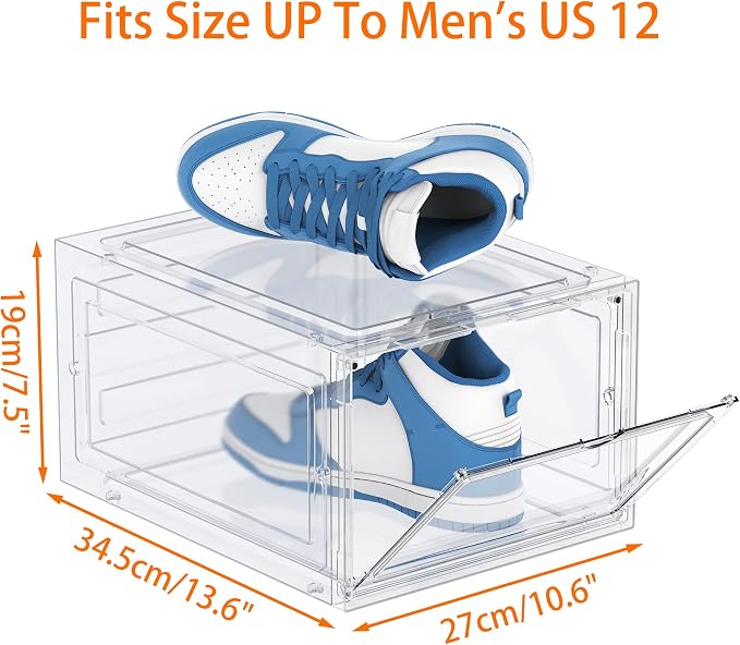 HOMIDEC Shoe Storage, 8 Pack Shoe Organizer Clear Hard Plastic Shoe Box, Shoe Boxes Clear Plastic Stackable, Shoe Boxes with Lids for Size 13 - Image 3