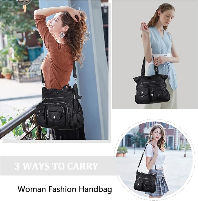 Angelkiss Purses Handbags for Women PU Tote Satchel Bags for Women Pockets Shoulder Bags… | PU - Image 7