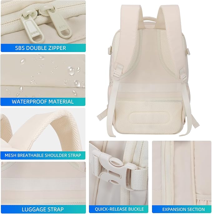 Vacuum Backpack 60L with Pump, Waterproof for 17" Laptop, White - Image 5