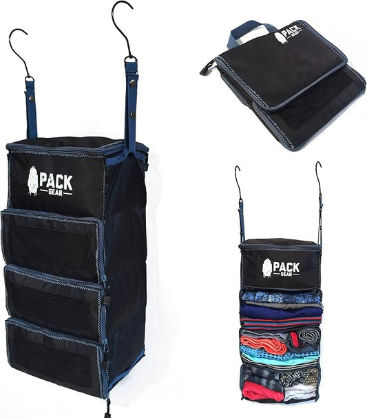 Pack Gear Hanging Carry-On Organizer - Our Standard Hanging Luggage Organizer Fits Any Carry On - Our Packing Cubes For Travel Use Mesh Windows to Make Finding Clothes Easy (Black, S) by PackGear
