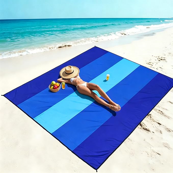 WIWIGO Beach Blanket Waterproof Sandproof Beach Mat 79" X 83"/10'x9'for 2-8 Adults Quick Drying Outdoor Picnic Mat Beach Accessories for Travel, Camping, Hiking - Image 5