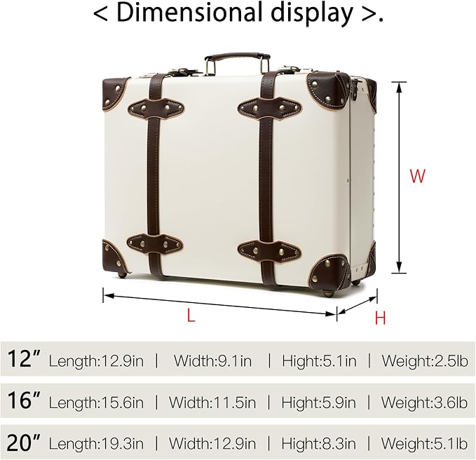 urecity Vintage and Cute Carry-on Overnight Case Non-wheeled Mini Leather Trunk Suitcase with Shoulder Strap - Image 6