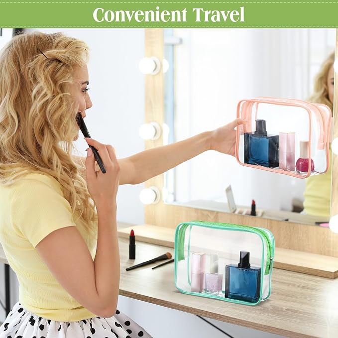 60 Pcs Clear Makeup Bags Bulk Travel Toiletry Bag 7 x 5.5 x 1.6 Inch PVC Zipper Pouch Waterproof Plastic Cosmetic Case Portable Organizer for Women Summer Bathroom (Multicolor) - Image 6