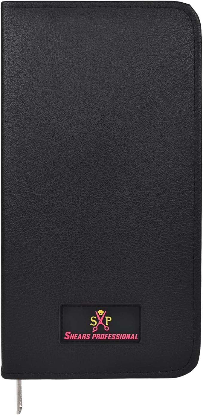 Leather 5 Scissor & Shear Storage Case for Hairstylist - Hairdresser -Scissor Holder Perfect for home-saloon use (Black) by ShearsProfessional