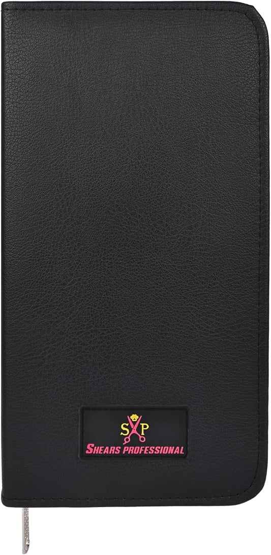 Leather 5 Scissor & Shear Storage Case for Hairstylist - Hairdresser -Scissor Holder Perfect for home-saloon use (Black) by ShearsProfessional