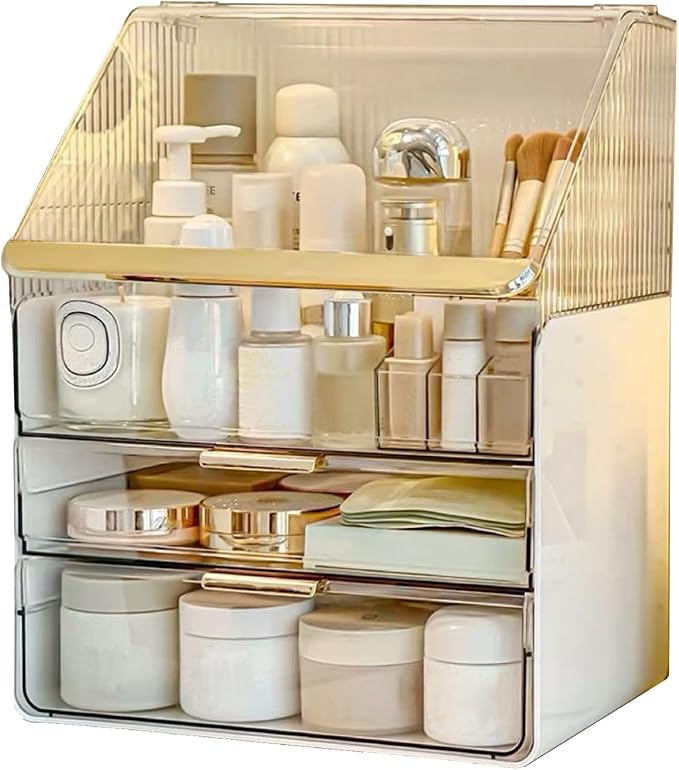 Omeily Large Makeup Organizer Countertop Vanity Organizer Cosmetic Organizer Makeup Storage Box Bathroom Counter Organizer Perfume Skincare Organizers Gift Women Girls Clear Design Easy Visibility by OmeilyBeautyLifeHall