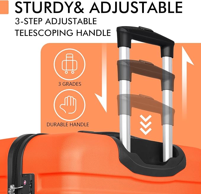 AnyZip Luggage PC ABS Hardside Lightweight Suitcase with 4 Universal Wheels TSA Lock Checked-Medium 24 Inch Orange - Image 7