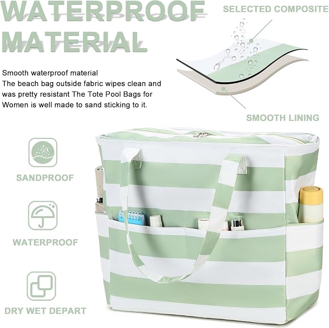 Bluboon Waterproof Beach Tote Pool Bags for Women Ladies Extra Large Carry On Bag With Wet Compartment for Weekender Travel - Image 9