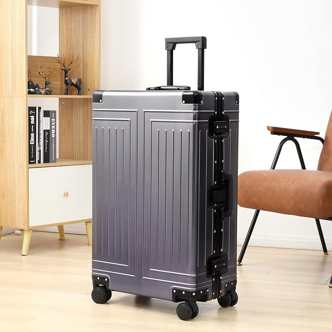 All Aluminum Magnesium Carry On Luggage，Cut from Whole Aluminum Sheet，22x14x9 Airline Approved ，（3rd Generation，Premium Magnesium Metal zipperless suitcase ） (grey, 28inch) - Image 2