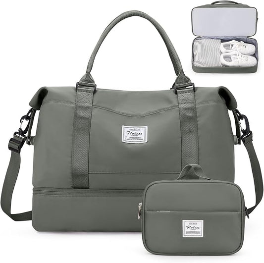 Weekender Bags for Women, Carry-On Overnight Travel Duffel Bag | Travel Bag with Shoes Compartment & Toiletry Bag, Extra Large by SYCNB
