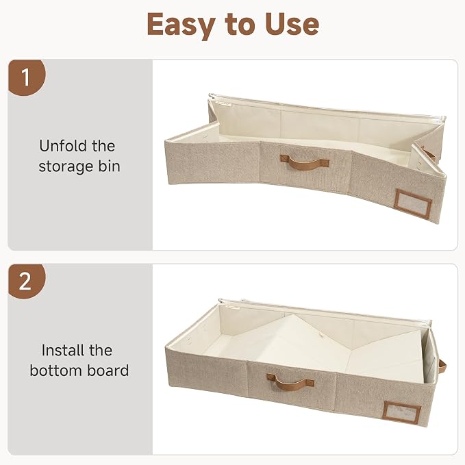 StorageWorks Large Under Bed Storage Containers with Handles and Label Holder, 2 Pack Ultra-thick Fabric Underbed Bins, Closet Organizer for Clothes, Blankets, Sweater - Image 7