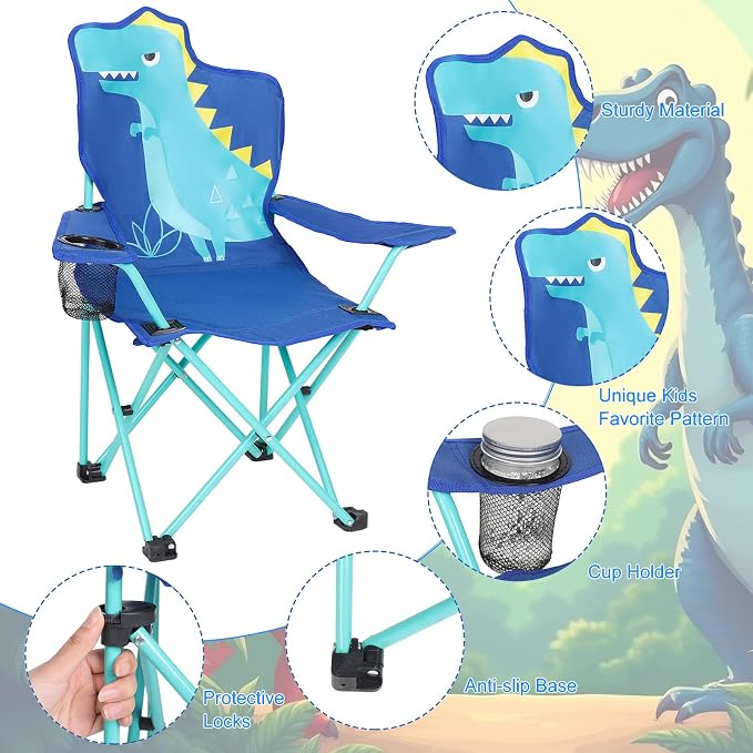KABOER Kids Outdoor Folding Camping Chair with Cup Holder Carrying Bag | Portable Camping Chair for Beach Picnic Camping Travel Lawn Ages 3-10 - Image 5