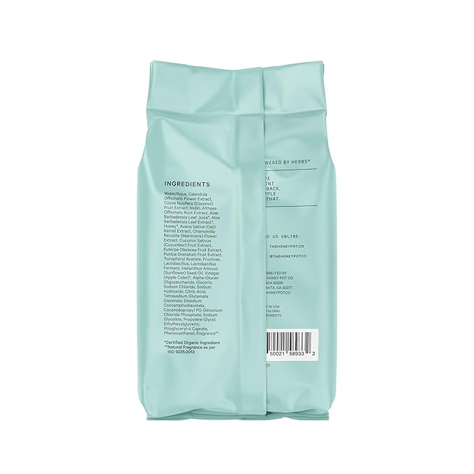 The Honey Pot Company - Prebiotic Feminine Wipes - Daily PH Balancing, Fragrance & Sulfate Free Wipes for Intimate Parts, Body, or Face - Hygiene Products - 30 ct.