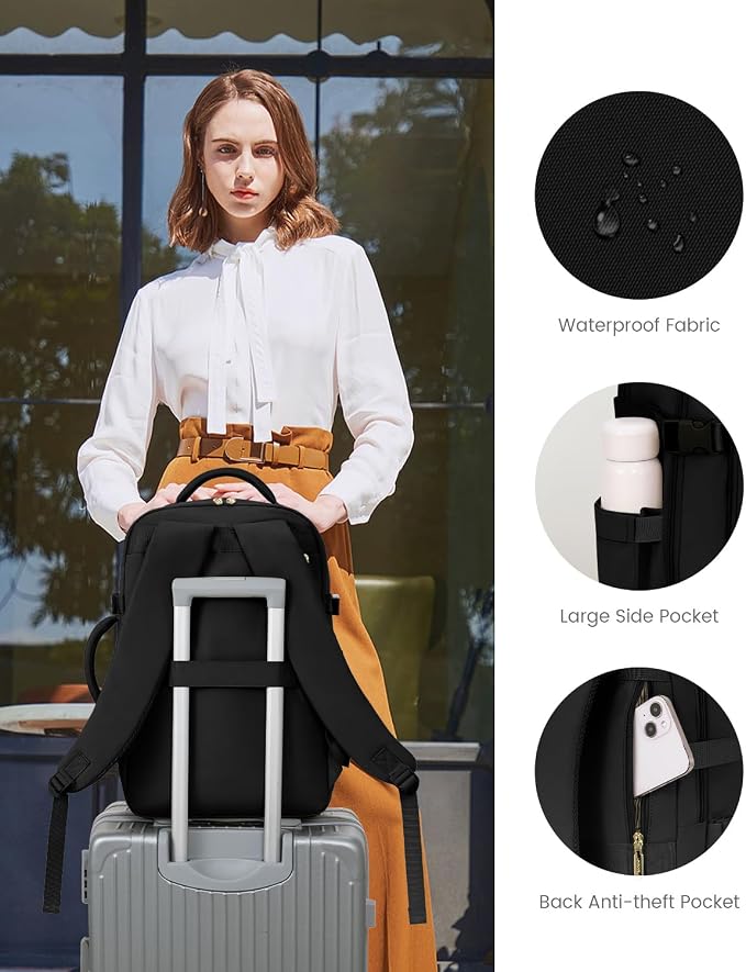 LOVEVOOK Carry On Travel Backpack For Women Flight Approved, 50L Personal Item Backpack Flight Approved, TSA Travel Bag Fit 18 Inch Laptop, Business Weekender Overnight Waterproof Daypack with 3 Cubes - Image 7
