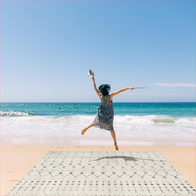 Beach Blanket Waterproof Sandproof, 78"×86" Large Picnic Blankets for 2-4 Adult, Lightweight Quick Dry Polyester Beach Mat for Outdoor, Travel, Camping, Beach Vacation Essentials Must Have Accesorries - Image 3