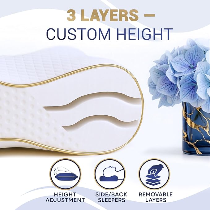 Royal Therapy King Memory Foam Pillows 9-Pack – Ergonomic Cervical Pillow for Neck and Shoulder Pain – Medium Firm Contour Pillow for Side, Back, and Stomach Sleepers – CertiPUR-US Certified - Image 3