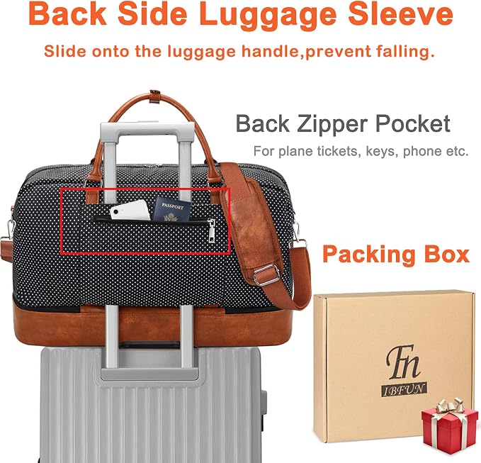 IBFUN Weekender Bags for Women, 21" Weekender Travel Bag, Travel Duffle Bag with Shoe Compartment Carry on Overnight Duffel Bag for Weekend Travel Business Trip, 3PCS - Image 5