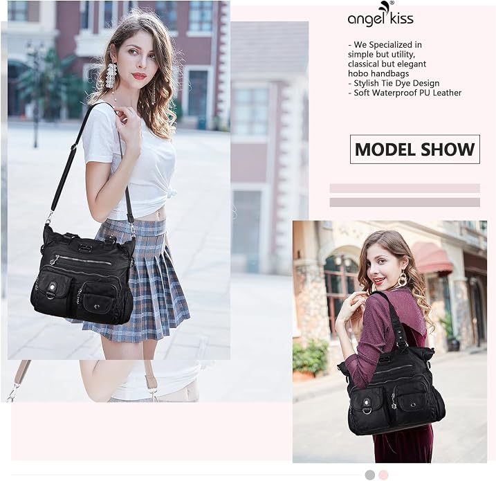 Angelkiss Purses Handbags for Women PU Tote Satchel Bags for Women Pockets Shoulder Bags… | PU - Image 2