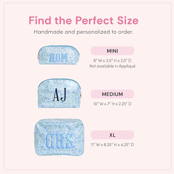 Personalized Clear Coated Pouch - Medium or Large Toiletry Bag with Embroidered or Applique Monogram, Custom Makeup or Travel Organizer, Easy-Clean Cosmetic Bag, Travel Gift for Women (Dahlia, XL) - Image 6