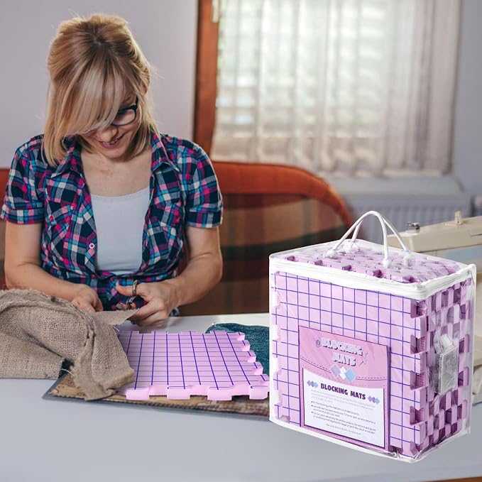 Opstin Knitting Blocking Mats and Pins, Interlocking Blocking Boards for Crochet Projects 0.75'' Extra Thick Blocking Mats with 150 T-Pins and Storage Bag - Image 7