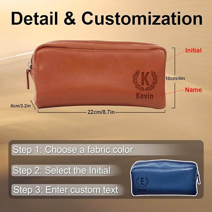 Leather Toiletry Bag for Men - Custom Toiletry Bag for Men - Personalized Toiletry Bag for Men - Custom Travel Toiletry Bag for Men, Mens Shaving Bag for Birthday, Holiday & Groomsmen Gifts (3, Brown) - Image 6