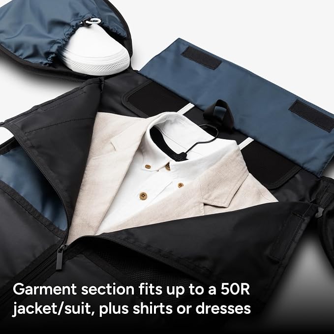 Halfday Convertible 2-in-1 Vegan Leather Premium Garment Duffel Weekender Bag 45L (Carry-on, Wrinkle-Free Travel, Hanging Suit Compartment, Shoe Pockets, Trolley Sleeve), Ocean - Image 2