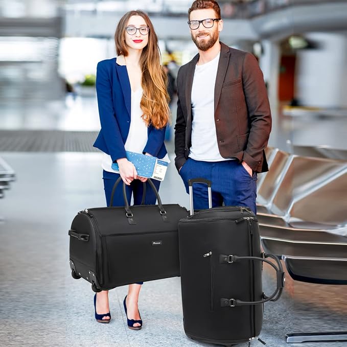 Modoker Rolling Garment Bags, 25in Large Garment Duffle Bag with Wheels, 3 in 1 Garment Suit Luggage Bag, Not Standard Carry-On Size for Women Men Business Travel Weekender, Black - Image 7