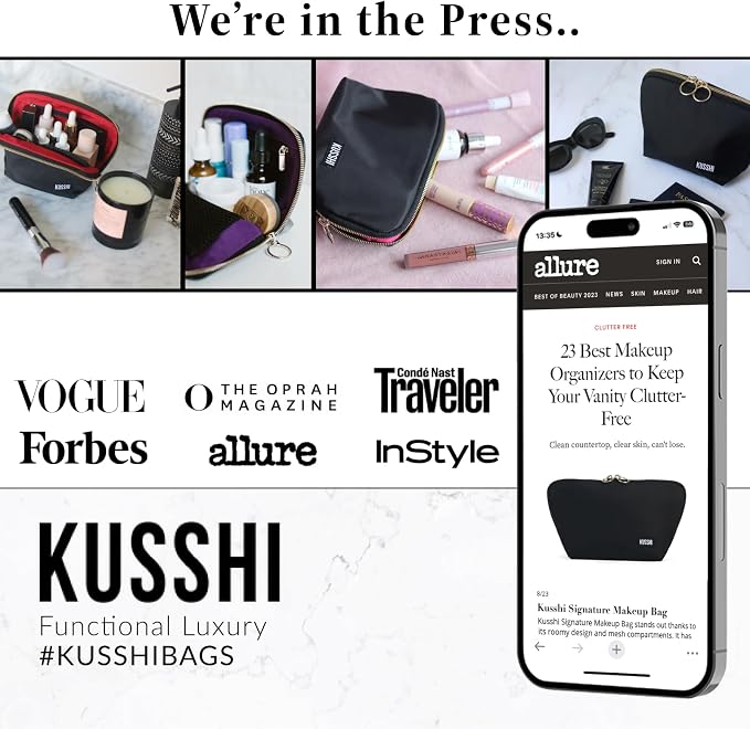 KUSSHI 2pc Neoprene On-The-Go Pouch Set - Passport Holder and Travel Zipper Makeup Pouch for Purse Organization, Electronics, Glasses & Valuables (Pearl Blue) - Image 6