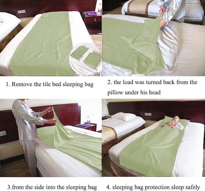 Lightweight Sleep Sack, Compact Sleeping Bag Liner Travel Sheets for Hotel | Soft Breathable Adult Sleep Sack, 4 Season Travel Sheet for Hostel Camping Backpacking Hiking, Machine Washable, 3 Sizes - Image 5