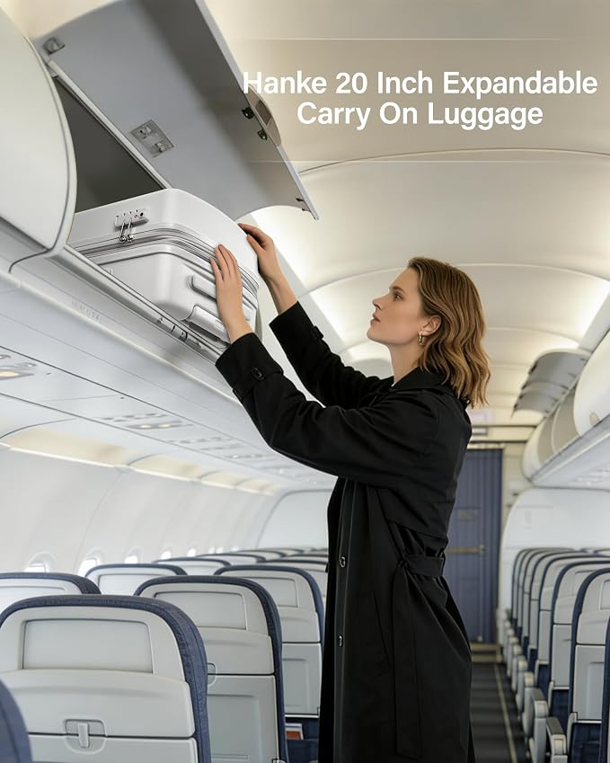 Hanke 20 Inch Expandable Carry On Luggage, 22x14x9 Airline Approved, TSA Lock Hard Shell Lightweight Suitcase for Men Women (Smoke White) - Image 11