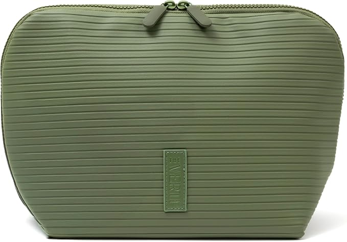 THE VERTI-Vertical Waterproof Makeup & Toiletry Bag | 23-Pocket Organizer with Upright, Fold-Down Design for Skincare, Toiletries & Essentials (Olive, Medium) - Image 5