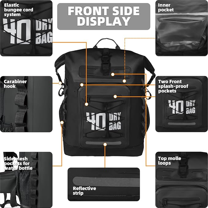 MORXPLOR Dry Bag Waterproof,5L/10L/20L/30L/40L/55L Roll Top Dry Bag Backpack with WaterProof Phone Case for Swim,Kayak - Image 4