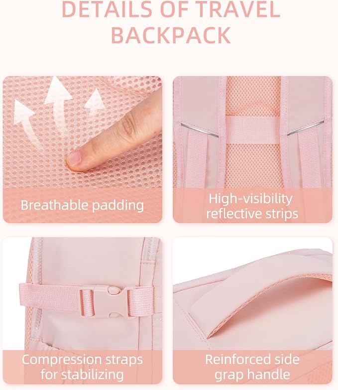 WESTBRONCO Travel Laptop Backpack for women 17.3 inch Travel Backpack Carry on Flight Approved Puffy Weekender Bags for Women - Image 4
