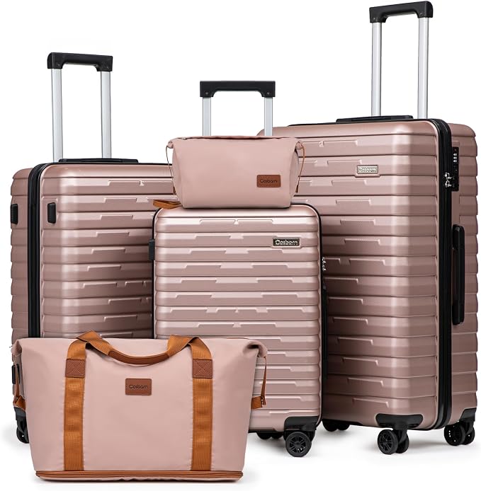 Cosbarn Luggage Sets 5 Piece Suitcases with Wheels, Suitcase Set ABS Hard Case Luggage with Spinner Wheels Durable Travel Luggage by Cosbarn