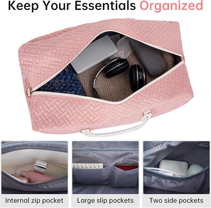 Weekender Bag for Women, 5 Pcs Set Carry on Overnight Bag, 21" Travel Duffel Bag with Waterproof Shoe Compartment for Weekend Travel Business Trip - Image 5