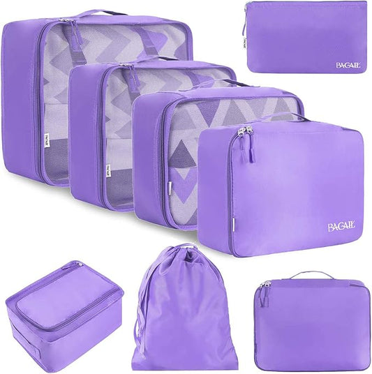 BAGAIL 8 Set Packing Cubes Luggage Packing Organizers for Travel Accessories-Light Purple by BAGAIL