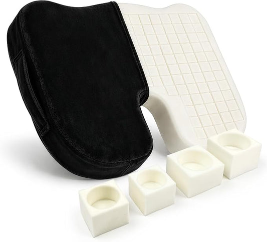 Cushy Tushy Premium Seat Cushion with Moveable Holes, Customizable Foam – Relief for Lower Back, Sciatic, & Tailbone Pain – Perfect for Driving, Home & Office – Black Fabric Cover by CushyTushy