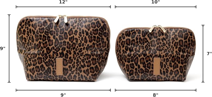 THE VERTI-Vertical Waterproof Makeup & Toiletry Bag | 23-Pocket Organizer with Upright, Fold-Down Design for Skincare, Toiletries & Essentials (Leopard, Large) - Image 2