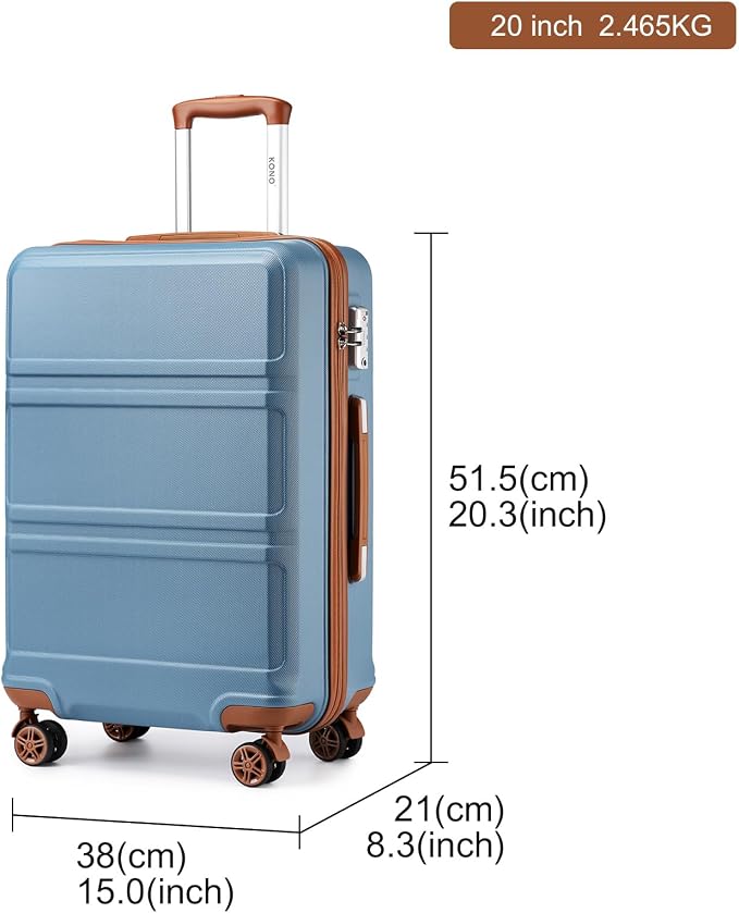 Kono Carry On Luggage 22x14x9 Airline Approved with Spinner Wheels | Lightweight PC+ABS 20 Inch Luggage with TSA Lock,Expandable Hard Shell Carry On Suitcases for Men Women,Apricot Blue - Image 8